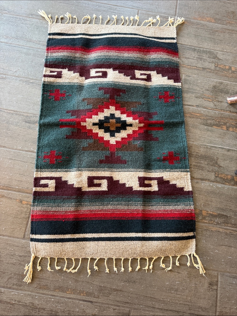 Vintage Mexican woven 100% wool Serape rug - Picture 5 of 5